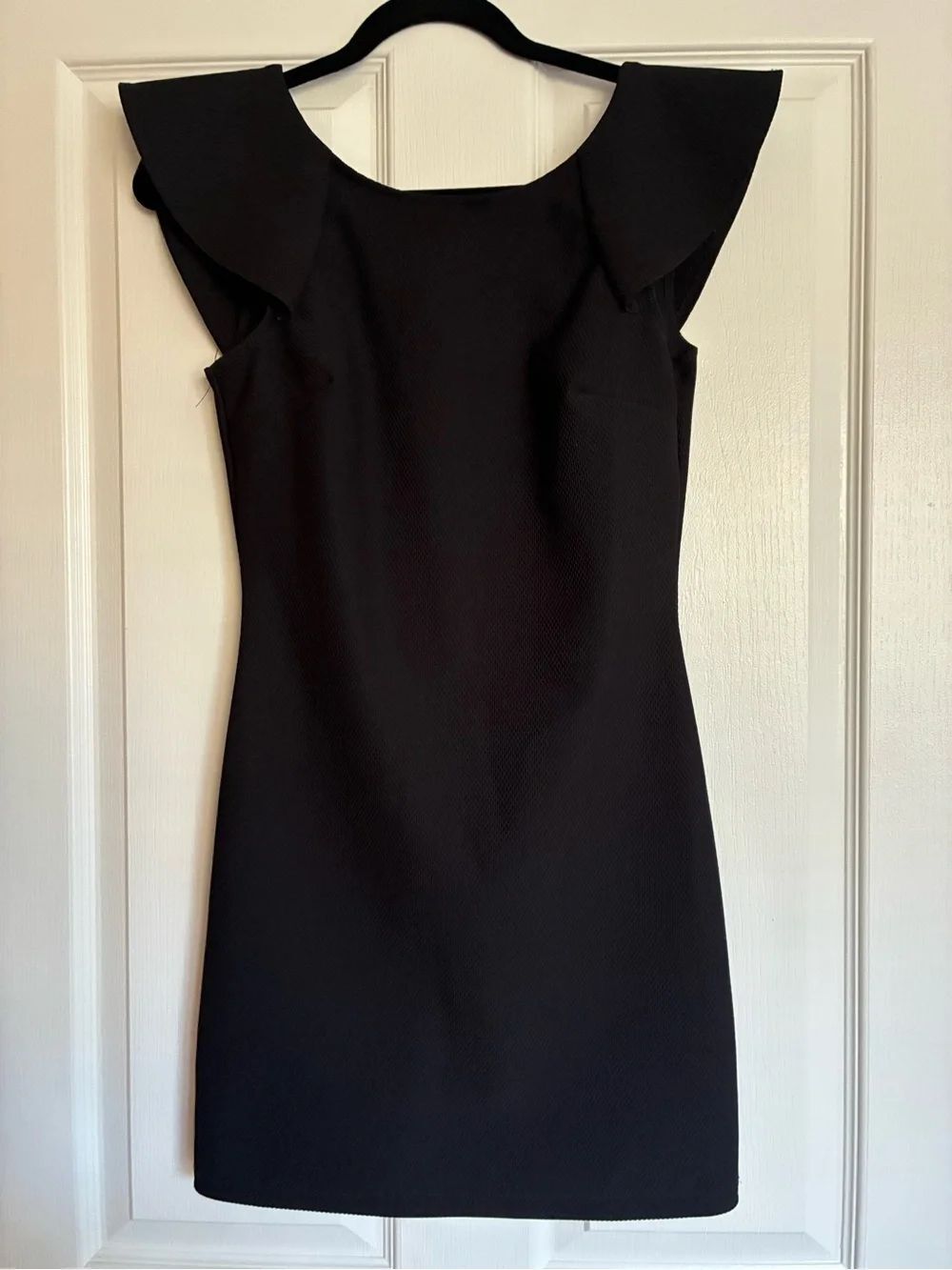 Elegant Black Flutter-Sleeve Mini Dress